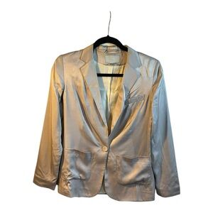 H&M Women’s Light Pink Satin Blazer Lined Notch Lapel Pockets Blazer Size 4